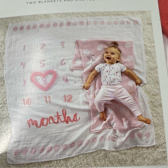 Baby Monthly Milestone Muslin Blanket and Frame - Pink - Picture 3 of 17
